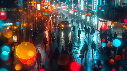 ミニチュア風の都市の夜