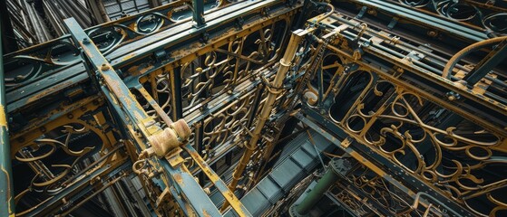 Intricate ironwork details, Crane shot view