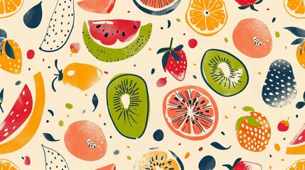 Cheerful and whimsical pattern with playful fruit motifs