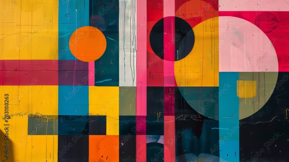 Poster contemporary grid design with vibrant colors and dynamic compositions