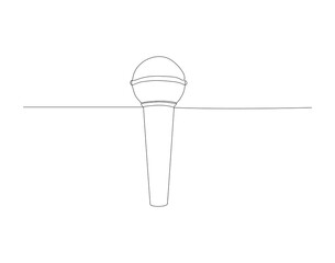 Continuous line drawing of wired microphone. One line of mic drawing. Music instrument concept continuous line art. Editable outline.