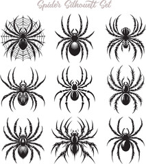 Spider Silhouette Vector Illustration Design Bundle