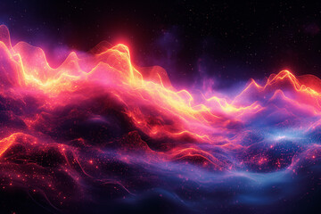 Fototapeta na wymiar A colorful, glowing wave of light in space