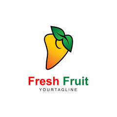 Fresh Mango Fruit Vector Graphic Logo.