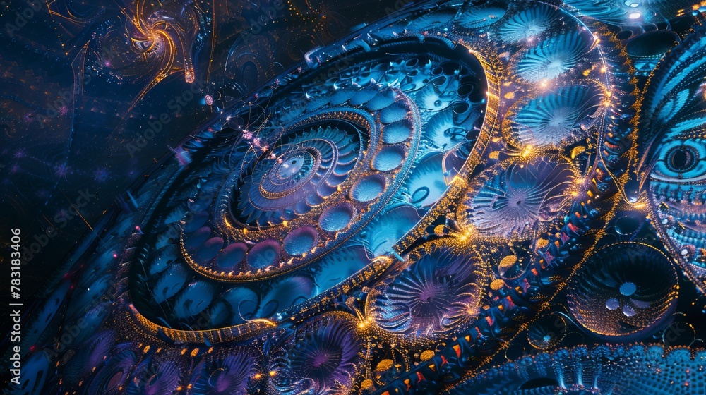 Poster illustration of a clock face with intricate patterns, each representing a shared moment of affection
