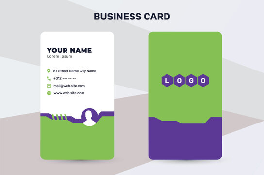 The picture shows a modern business card template. Clean and minimalistic design emphasizes the corporate identity of the company. The image reflects professionalism and elegance.