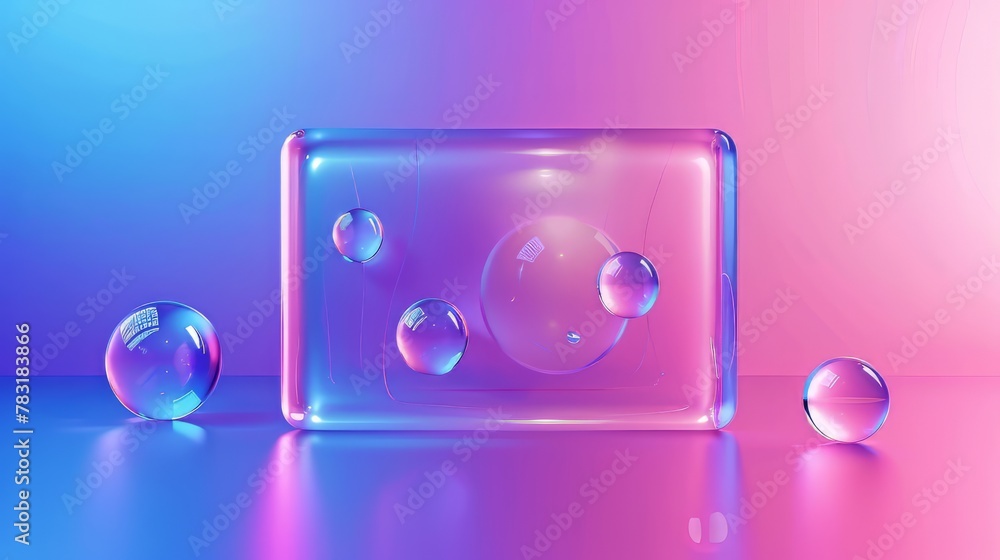 Aufkleber interactive glassmorphism web layout with floating elements and dynamic transitions