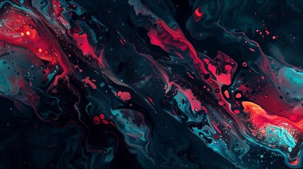 Cosmic Abstract with Pink and Black Fluid Art