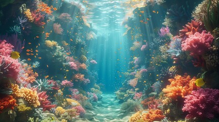 Fototapeta premium Azure Coral Wonderland, generative ai