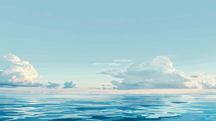 Obraz premium Minimalist artwork of a serene seascape with minimal detail