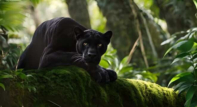 Black panther in the jungle.	

