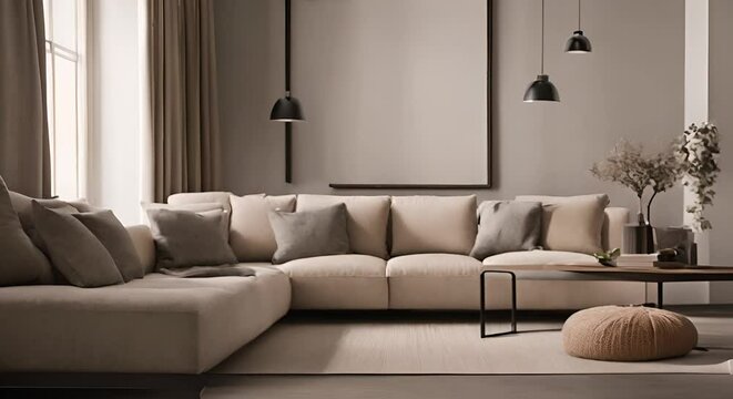 Sofa in a minimalist dining room.	

