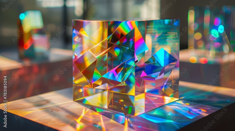 Poster prismatic 3d glow refracting light into a mesmerizing display