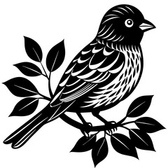     Bird on a branch vector illustration.
