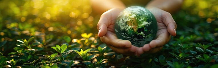 Green Earth on Volunteer's Hands: Sustainable Ecology and Environmental Friendly Concept for World...