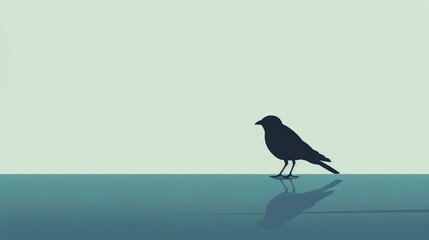 Obraz premium Simplistic and stylish minimalist illustration of a lone bird