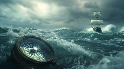 Navigating Stormy Seas:A Captain's Journey Through Business Challenges - obrazy, fototapety, plakaty
