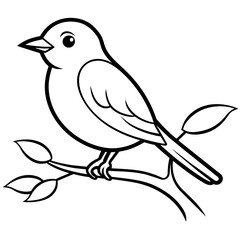     Bird on a branch vector illustration.
