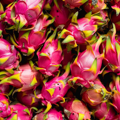 Background with bright juicy dragon fruit. Exotic summer delicious, sweet and healthy pitaya