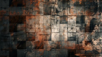 Urbaninspired grid background with gritty textures and distressed effects