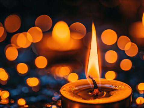 Close-up of a candle flame on a dark background showcases the many rituals that utilize candlelight for different purposes.