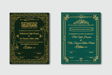 Luxury Nikkah Islamic marriage certificate design template  or Wedding Contract or  Nikkah Nama or Muslim Marriage Certificate