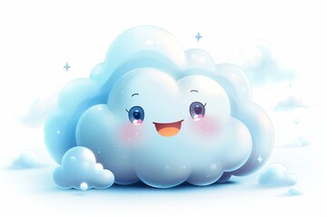 illustration of a flufy cartoonish cute cloud isolated on a white background