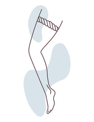 Female legs. Female body. Sensual woman. Body positivity, self love, femininity concept. Linear flat  illustration on white background
