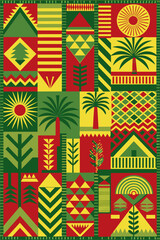 Vibrant compilation of classic african motifs ideal for cultural posters and designs