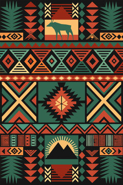 African background with geometric traditional pattern. Africa culture ethnic ornament for fabric or textile. Poster