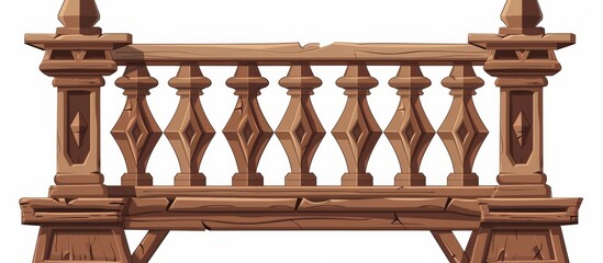 Wooden railing with decorative balusters adorning a balcony, adding charm to the structure
