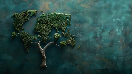 Fading Worldly Tree:A Symbolic Representation of Climate Change's Impact on Global Biodiversity - obrazy, fototapety, plakaty