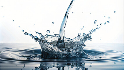 Clear Water Splash on White Background - obrazy, fototapety, plakaty