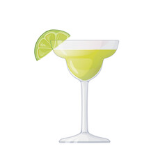 cocktail margarita. alcoholic drink, hand drawn in cartoon style.