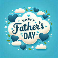 Father's day card with clouds and hearts