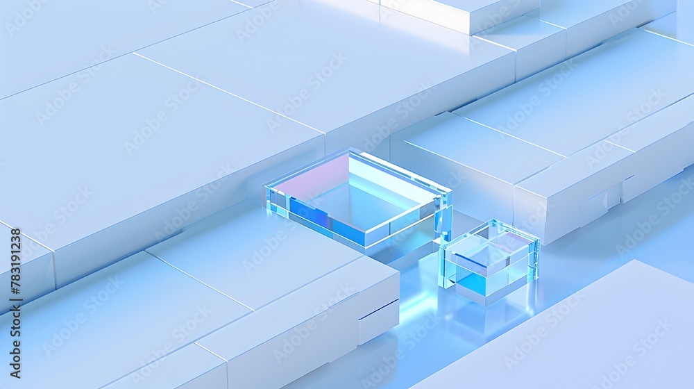 Aufkleber boundless geometric grid - vibrant 3d futuristic architectural abstract composition with floating fo