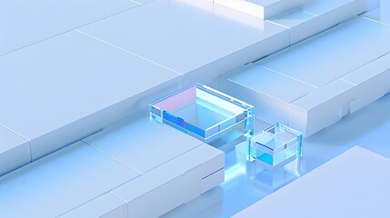 Boundless Geometric Grid - Vibrant 3D Futuristic Architectural Abstract Composition with Floating Forms
