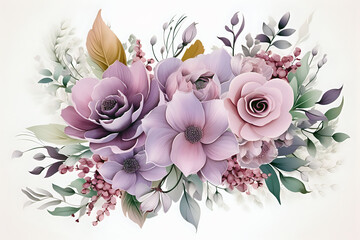 Elegant Pastel Floral Arrangement Isolated Design. Ideal for wedding invitations, greeting cards, and home decor.