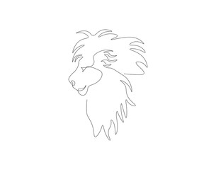 Continuous line drawing of lion head. One line of lion side face. Wild animal concept continuous line art. Editable outline.