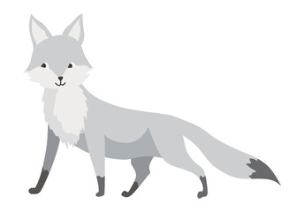 Fototapeta premium Cartoon arctic fox isolated on white background