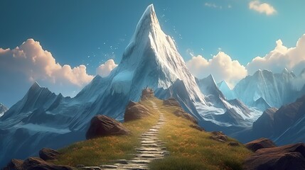 Path to Mountain Top, Perfect for Adventurous and Inspirational Projects, Super Realistic illustration