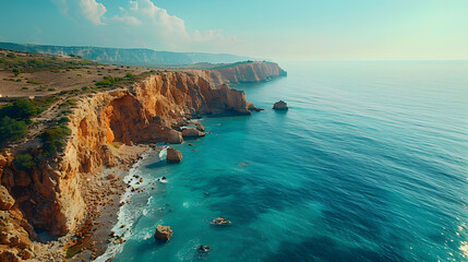 Coastal Serenity: Turquoise Waters by the Cliffside