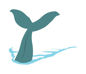 A tail of humpback whale above the water illustration