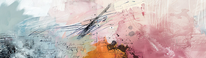 Abstract sketches intermingled with handwritten thoughts create a captivating gallery exhibit