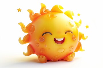 Obraz premium A cute sun toy isolated on a white background