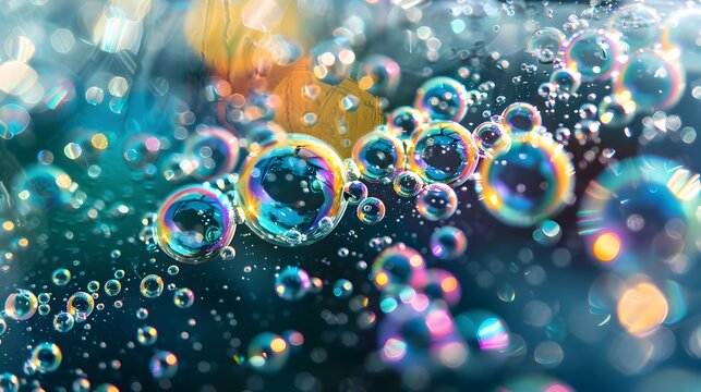 Ethereal Dance of Colorful Soap Bubbles on Dark Automotive Surface