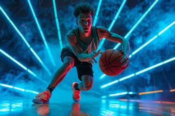 Dynamic Basketball Player in Action