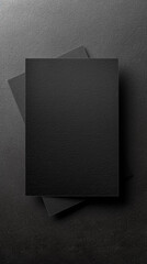 Black business cards blank on textured background. Identity design, corporate templates, company style. Flat lay