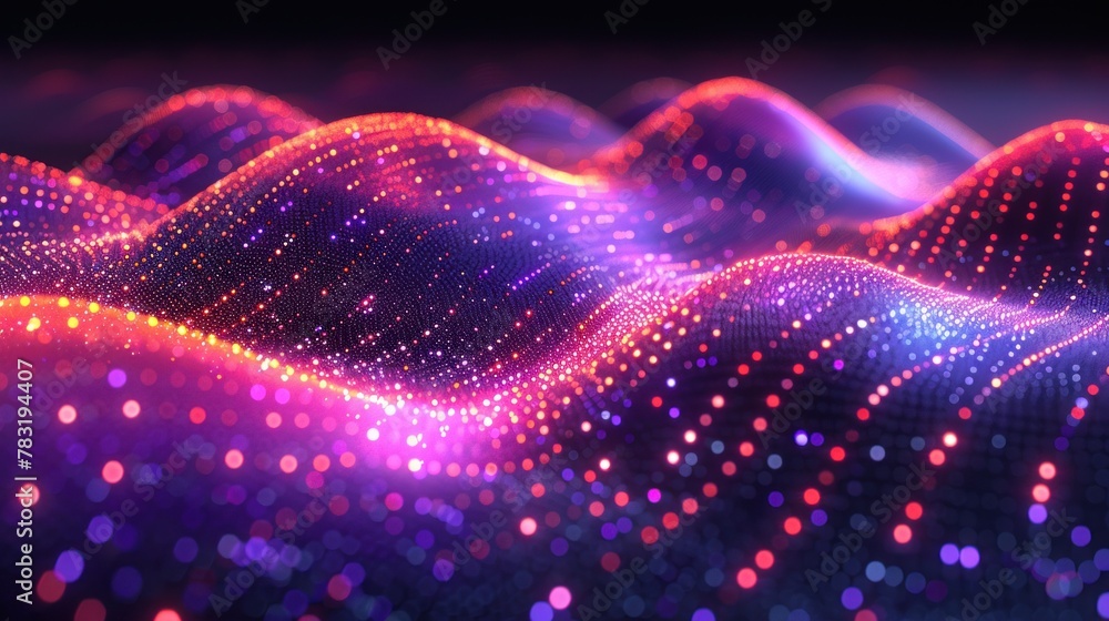 Poster a computer generated depiction of a powerful wave of light in motion