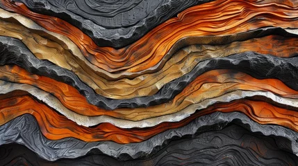 Fotobehang Abstract lines. Earthy and organic. Brown, orange, black. Minimal. © paisorn